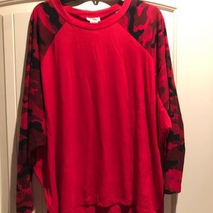 Red raglan shirt